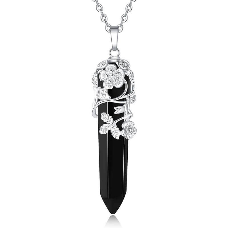 Flower Wrapped Crystal Necklaces 5