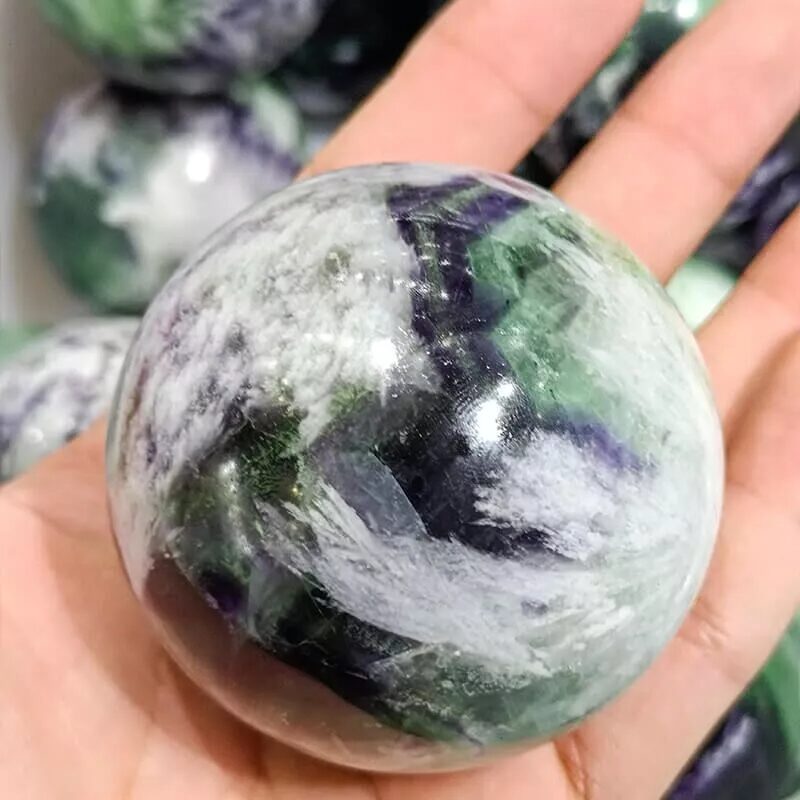 Green Fluorite Crystal Sphere Stone 1