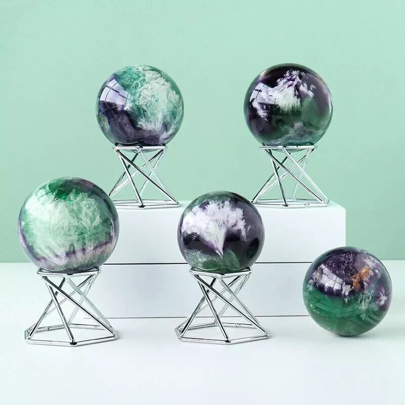 Green Fluorite Crystal Sphere Stone 4