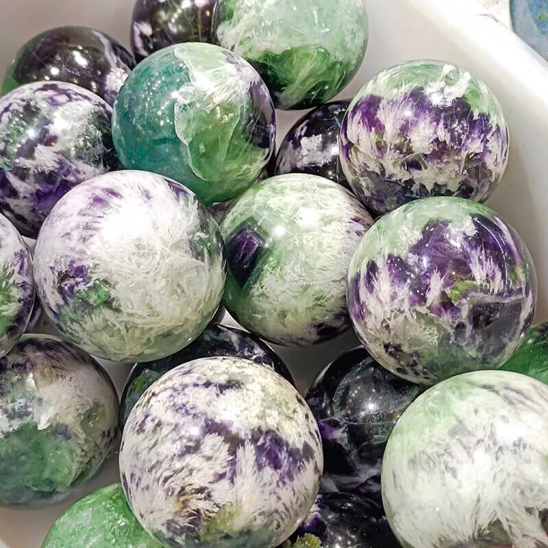 Green Fluorite Crystal Sphere Stone 6