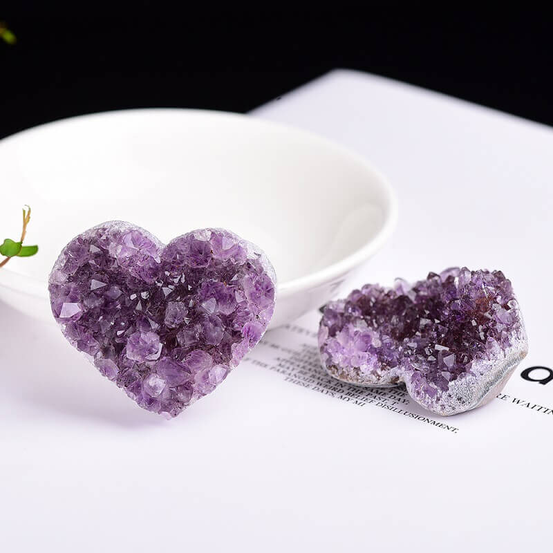 Heart Amethyst Crystal Clusters In Bulk