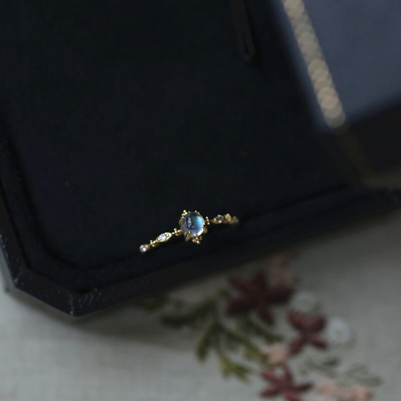 Moonstone Ring Gold Plated Silver Ring