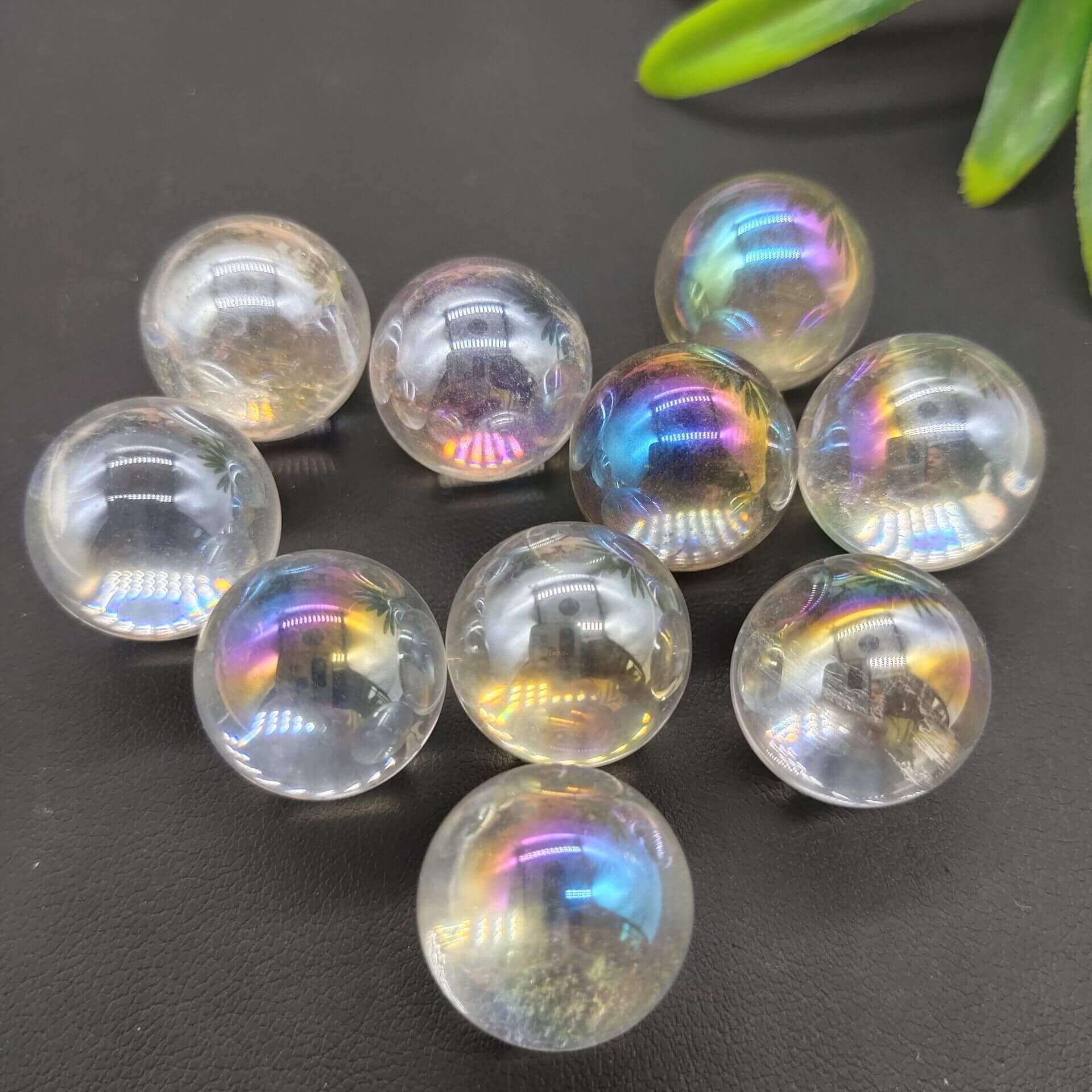 Rainbow Aura Quartz Spheres Bulk-1