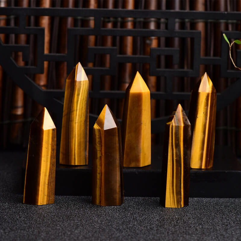 Tiger Eye Stone Point Tower Crystal 4