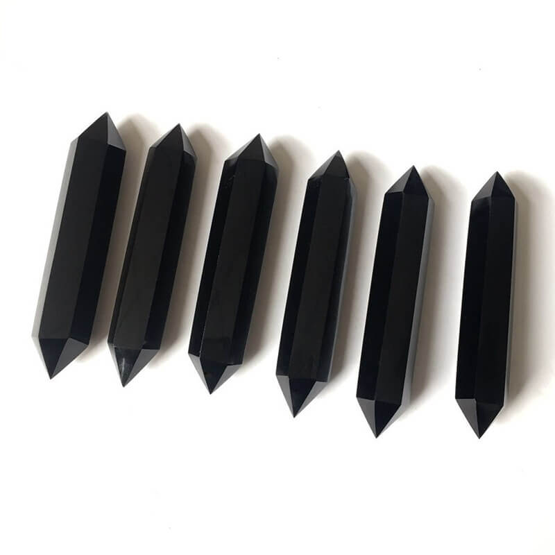Black Obsidian Crystal Tower Double Points Whoelsale-1