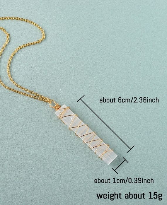 Selenite Crystal Jewelry Gold Chain Pendant Wholesale 2 1
