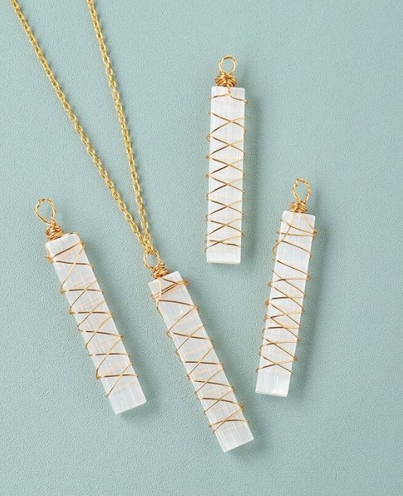 Selenite Crystal Jewelry Gold Chain Pendant Wholesale 3 1