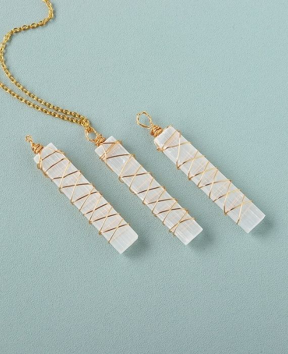 Selenite Crystal Jewelry Gold Chain Pendant Wholesale