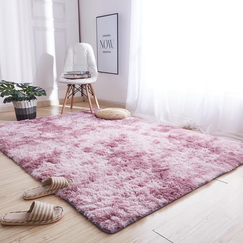 fluffy tie dyed rugs