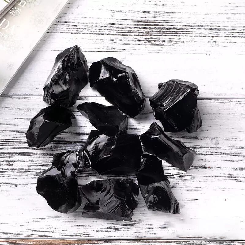 Black Obsidian Rough Stone Energy Crystal Gravel 3