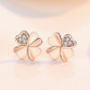 Clover Petal Earrings Rose Gold With Zircon 2