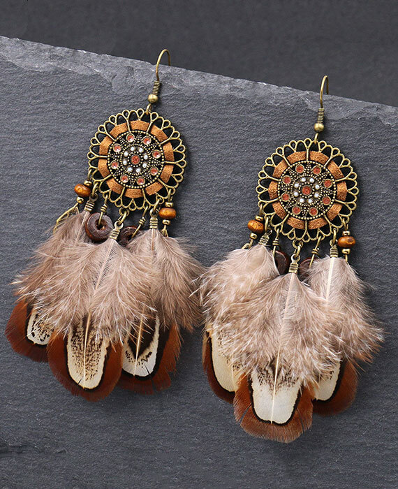 Feather Earrings Bohemia Dreamcatcher Earrings 2