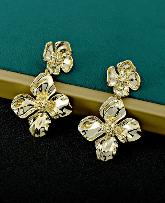 Gold flower earrings 925S 4