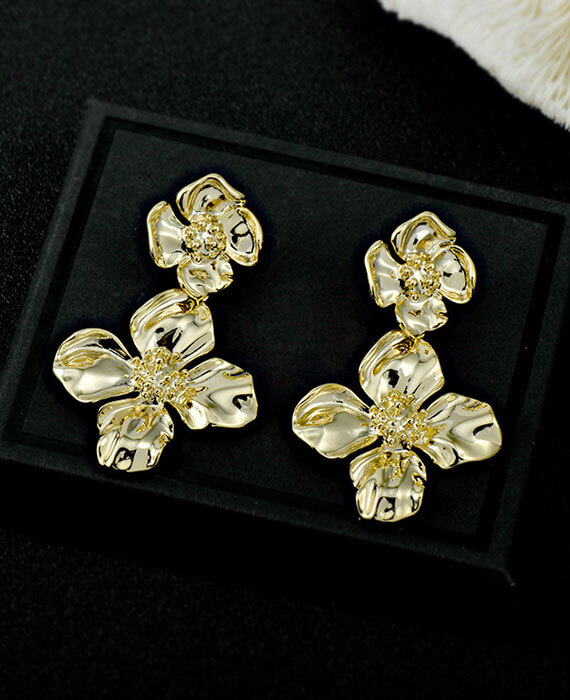 Gold flower earrings 925S 5