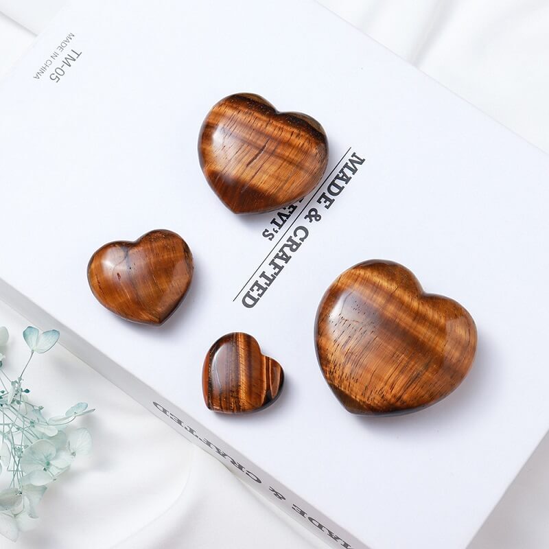 Heart Tiger Eye Crystal Stone Carving