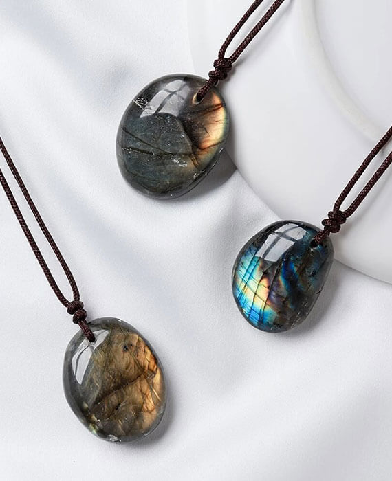 Labradorite Necklace Irregular Stone Pendant
