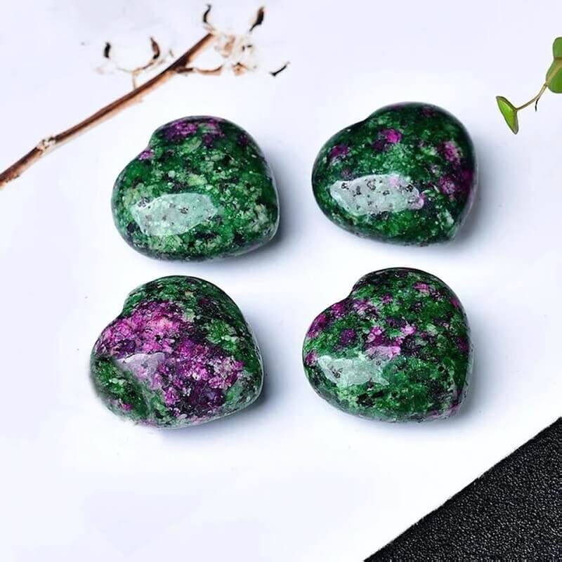 Natural Heart Ruby Zoisite Crystal Stone