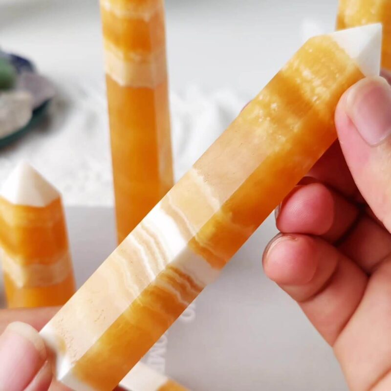 Orange Calcite Chakra Point Tower Stone 3