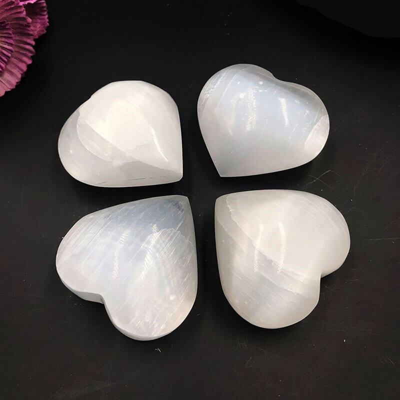 Reiki Selenite Crystal Heart Healing Stone 6