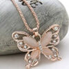 Rose Gold Butterfly Long Chain Sweater Necklace