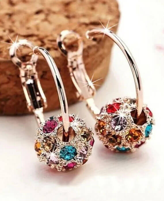 Shiny Zircon Pendant Bead Earrings 2