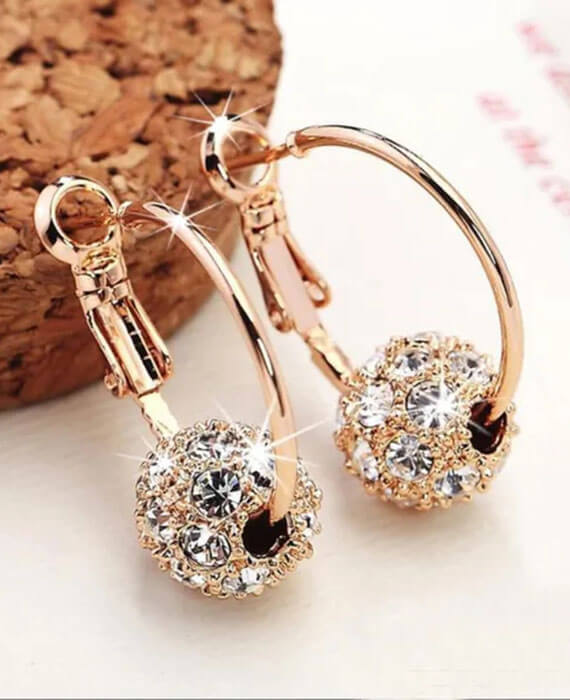 Shiny Zircon Pendant Bead Earrings