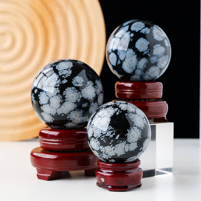 Snowflake Obsidian Sphere Ball Crystal