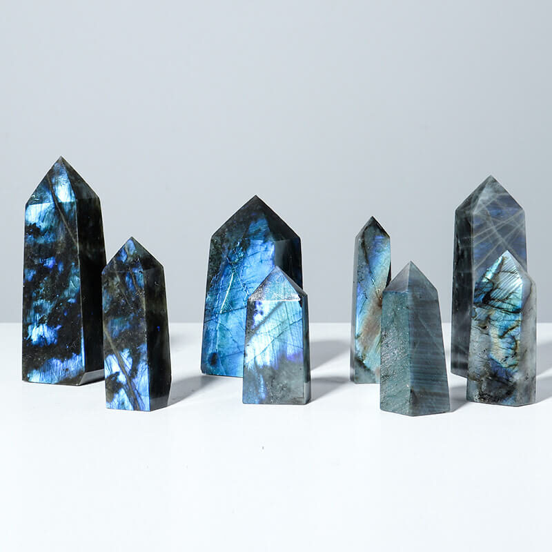 Large Tetrahedral Labradorite Tower Crystal