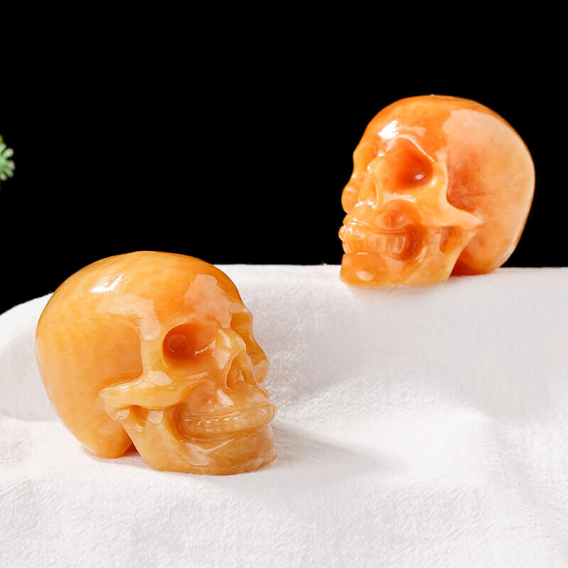 Yellow Calcite Skull 3 Natural Crystal Carving 2