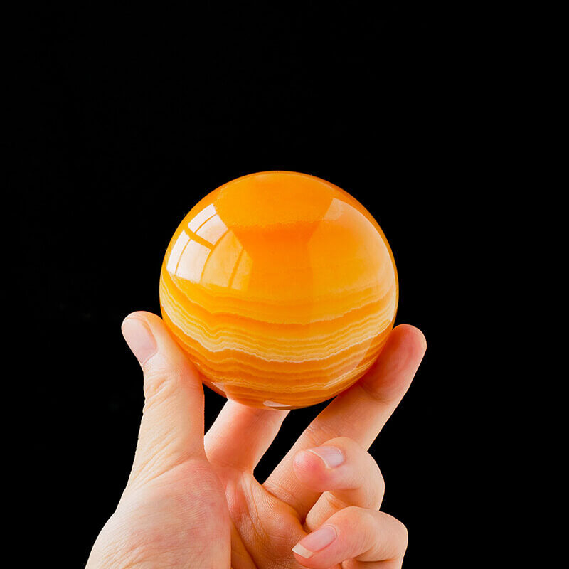 Yellow calcite crystal ball 2