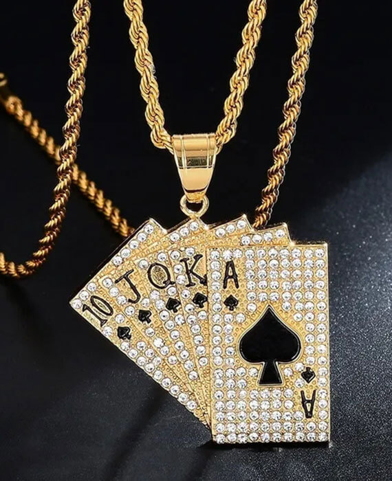Zircon Playing Card Necklace Jewelry