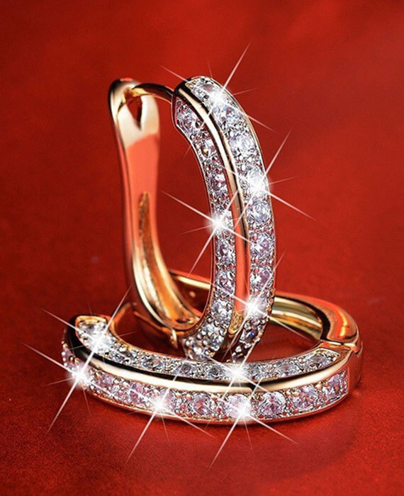 Exquisite Hoop Earrings Zirconia Ear Clasp