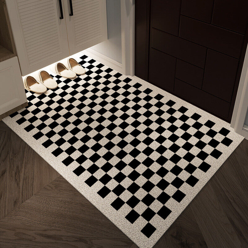 plaid rug black and white rug 1