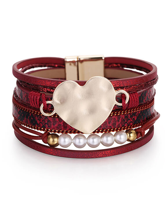pu leather heart bracelet 1