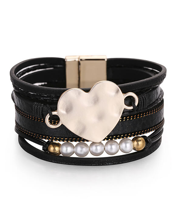 pu leather heart bracelet 2