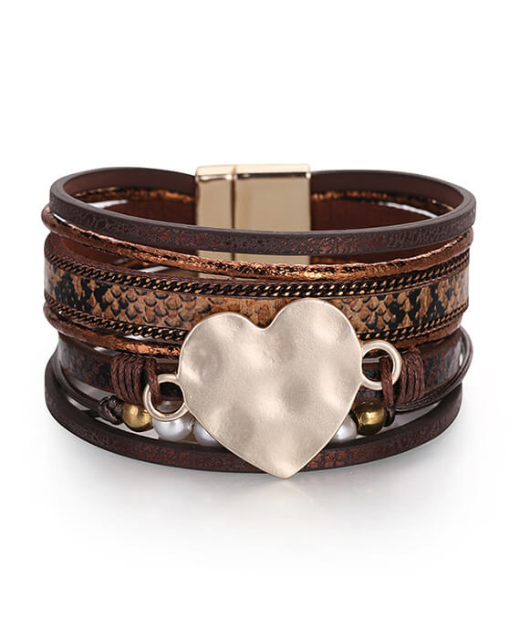 pu leather heart bracelet 4