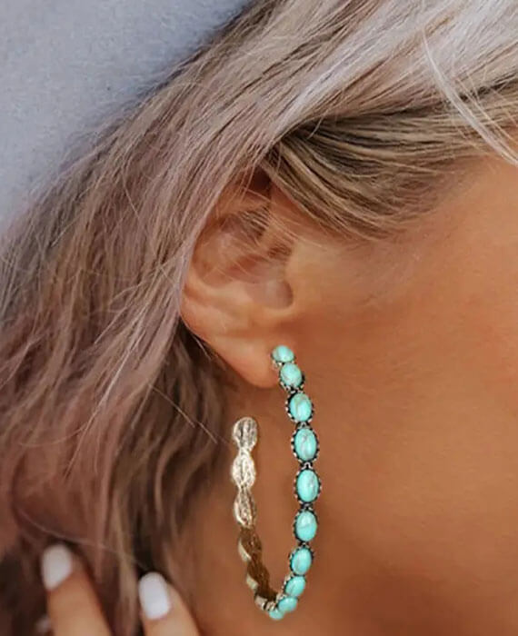 silver turquoise beaded earrings 2