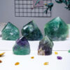 Green Fluorite Crystal Purple Tower