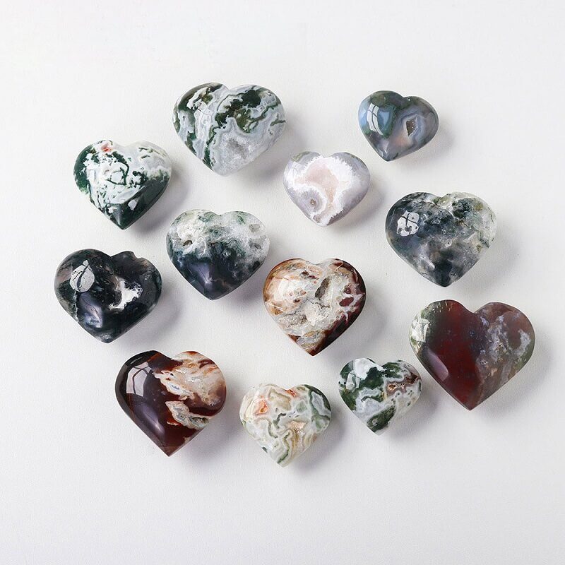 Moss Agate Heart Crystal Gemstone Energy Stone