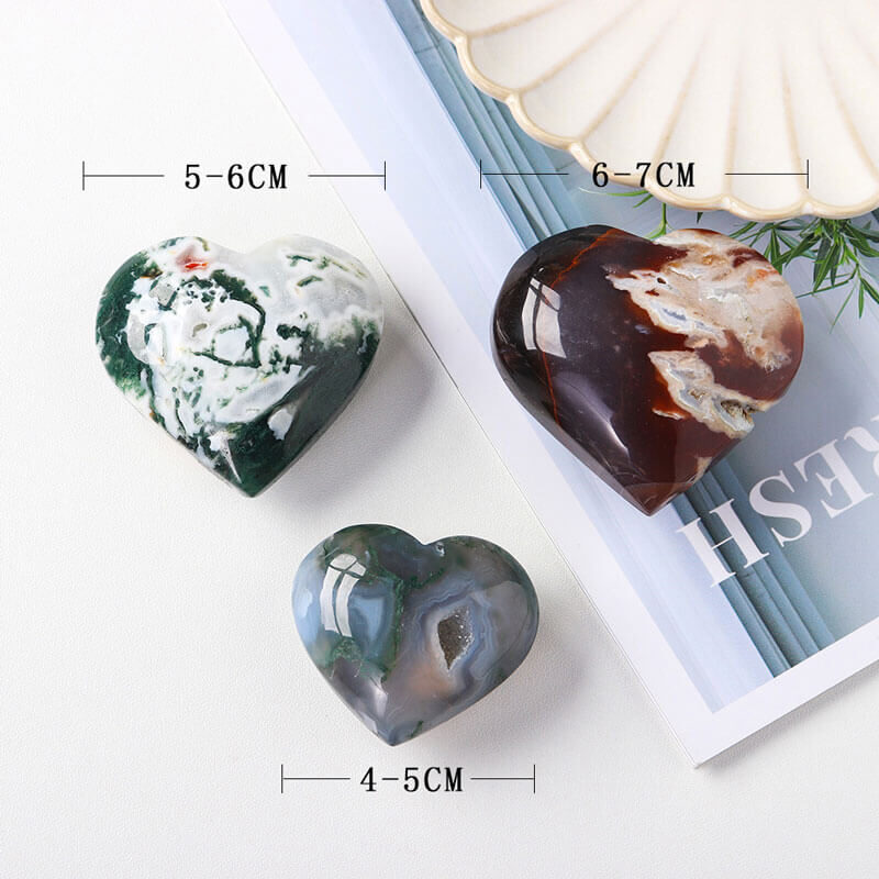 Moss Agate Heart Crystal Gemstone Energy Stone 2