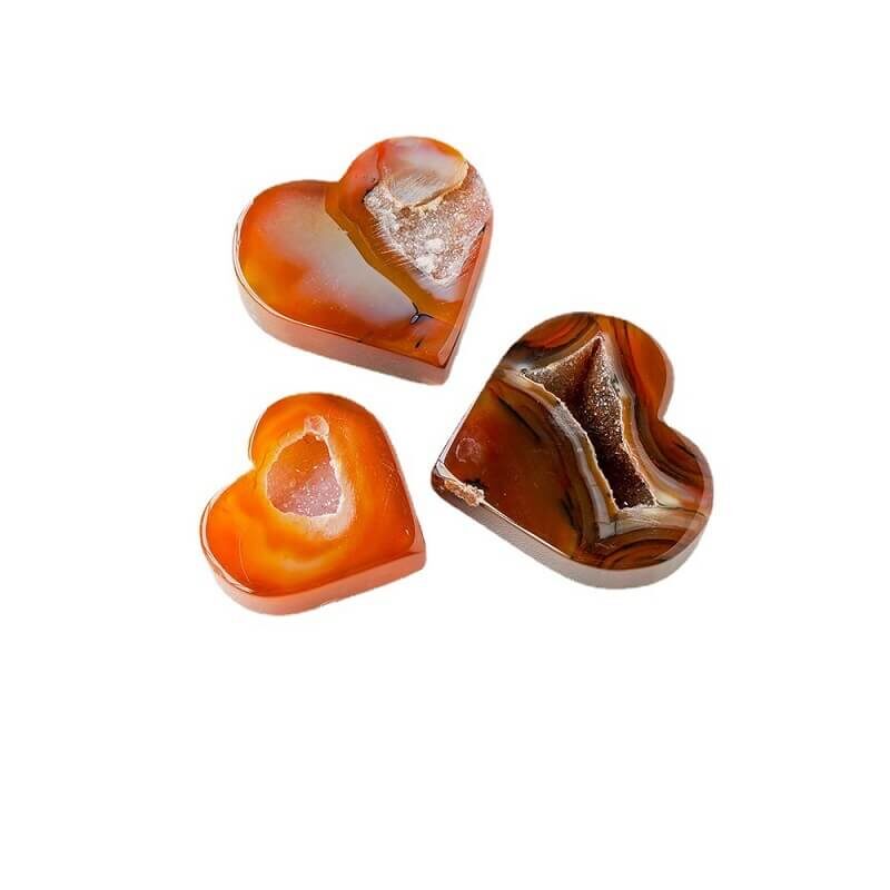 Red Agate Crystal Cluster Cave Heart Stone 1