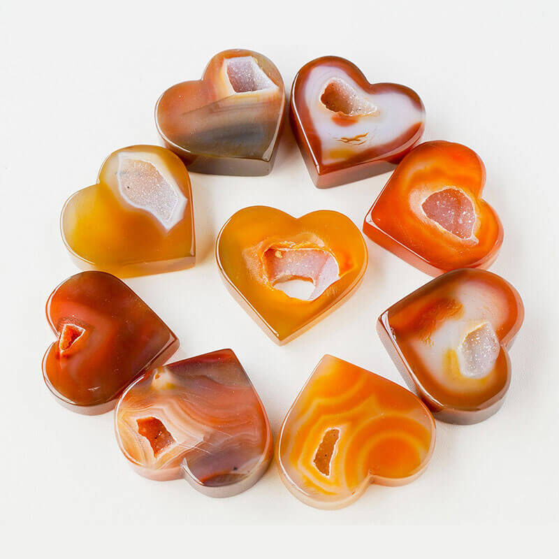 Red Agate Crystal Cluster Cave Heart Stone