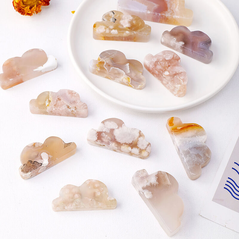 Sakura Flower Agate Cloud Carving