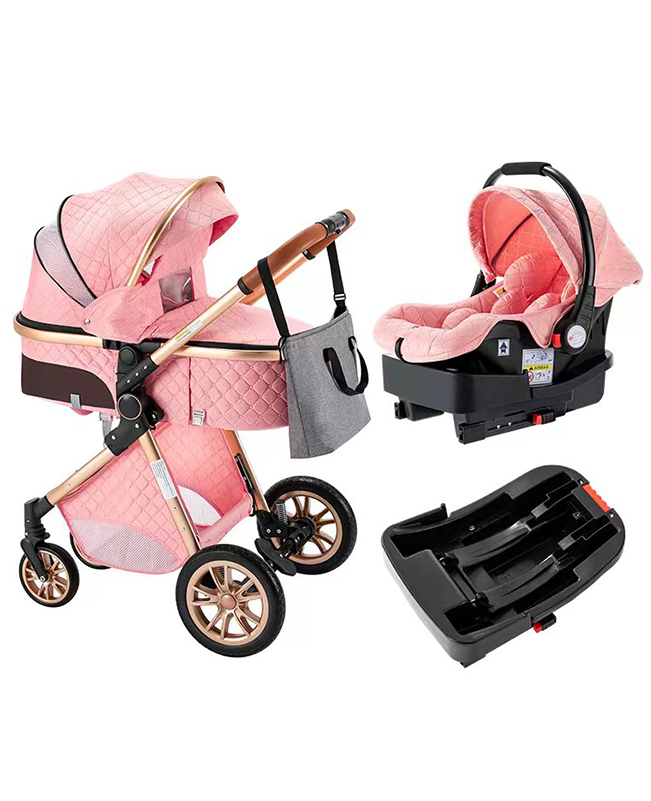 2021 New Design Khaki Color High Landscape Baby Stroller 3 in 1 With Car  Seat