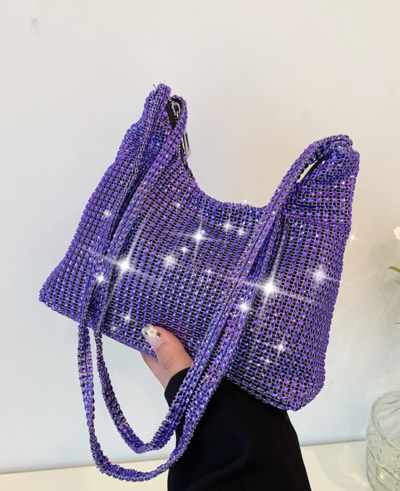 Allover Rhinestone Shoulder Bag Fashion Large Capacity Glitter Handbag-2