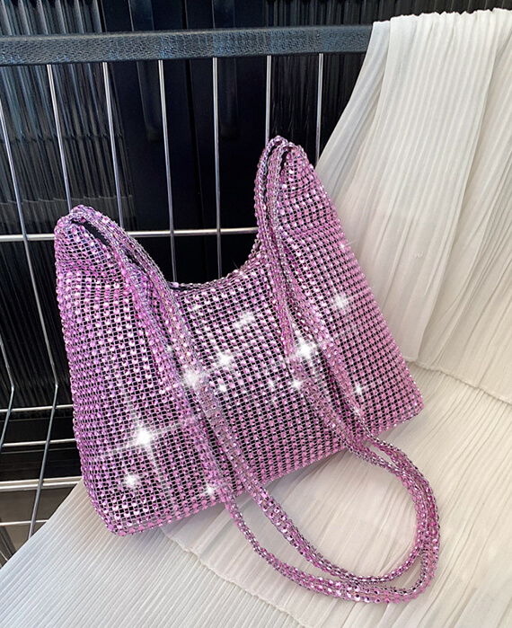 Allover Rhinestone Shoulder Bag Fashion Large Capacity Glitter Handbag-3