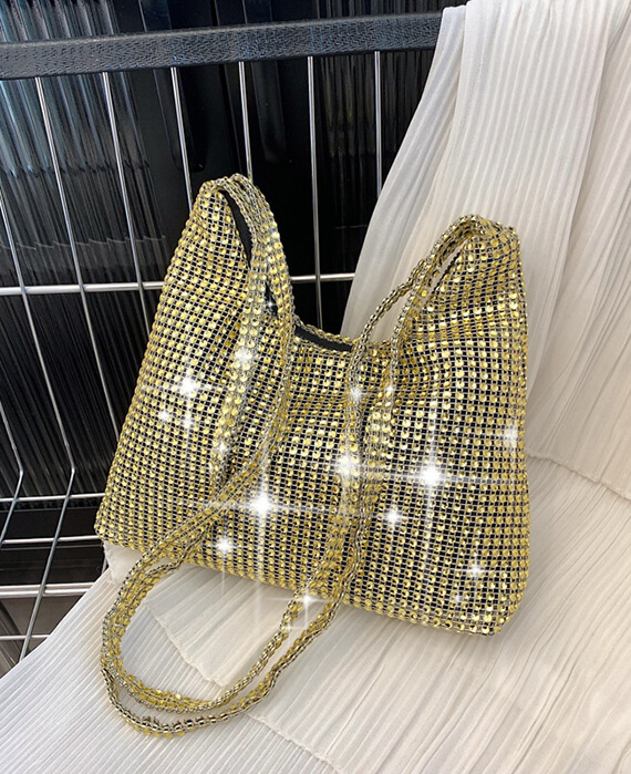 Allover Rhinestone Shoulder Bag Fashion Large Capacity Glitter Handbag-4