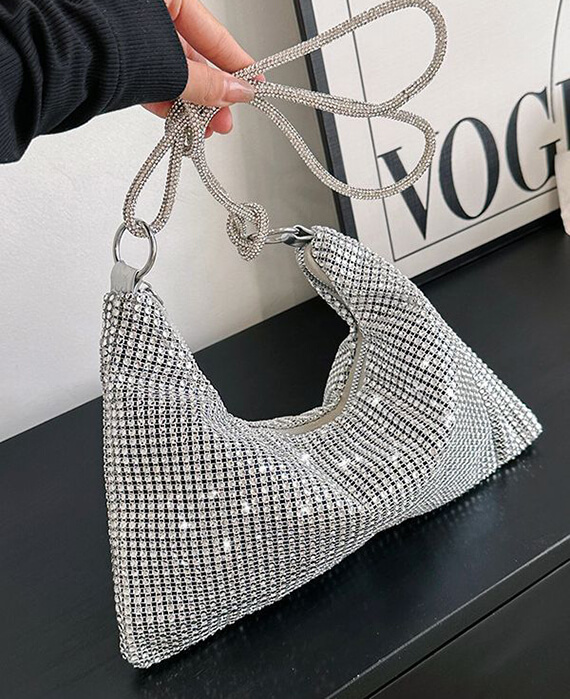 Allover Rhinestone Shoulder Bag Fashion Large Capacity Glitter Handbag-6