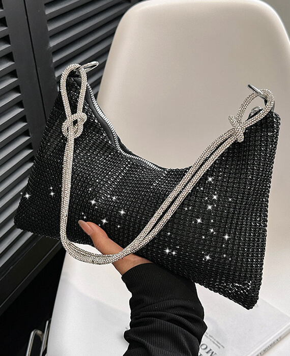 Allover Rhinestone Shoulder Bag Fashion Large Capacity Glitter Handbag-7