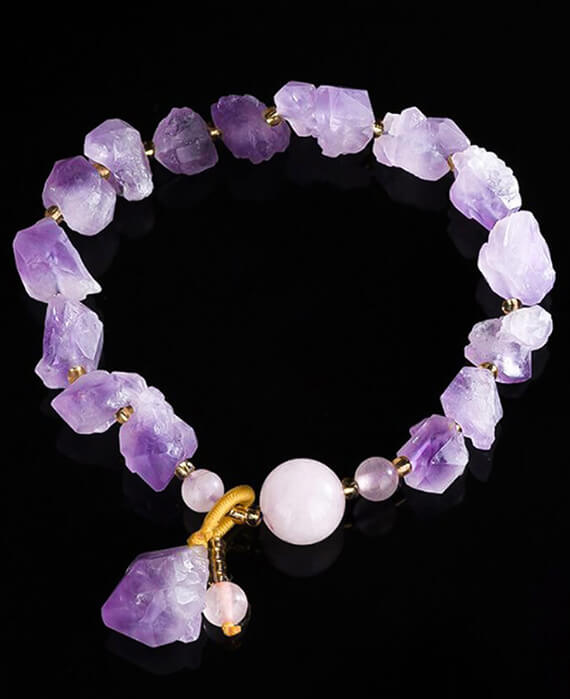 Amethyst Raw Crystal Stones & Beads Crystal Bracelet-2